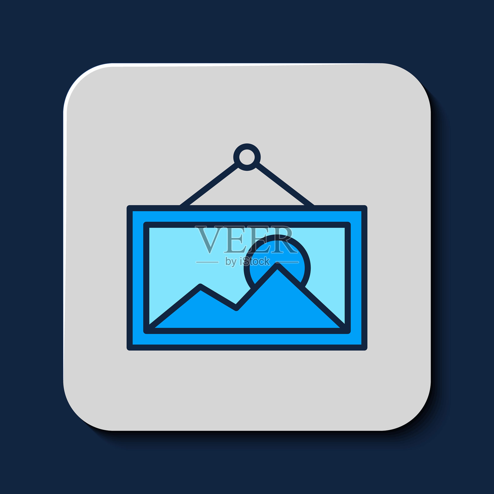 填充轮廓图标，孤立在蓝色背景上。矢量图。插画图片素材