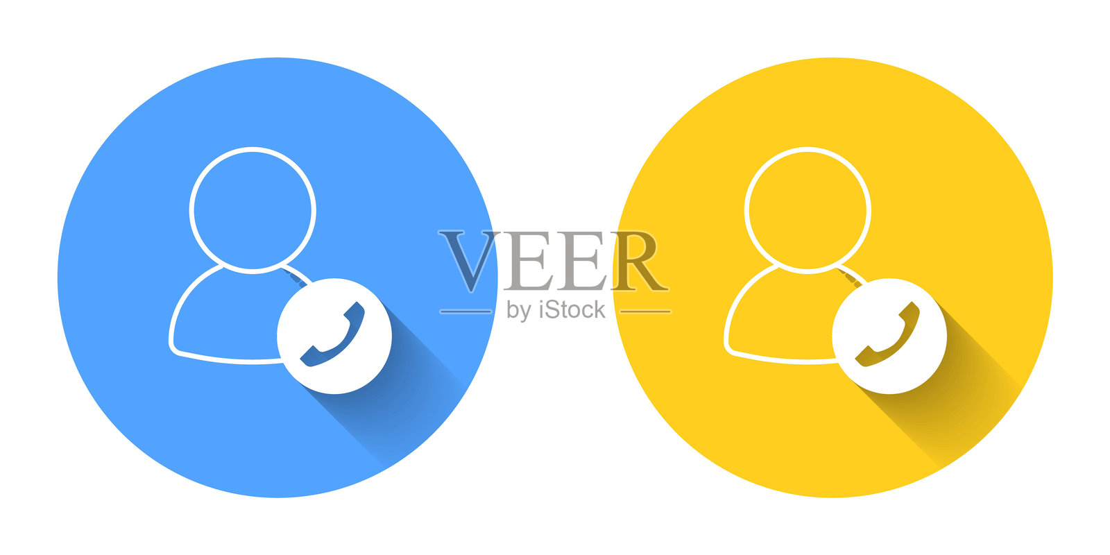 白色视频聊天会议图标，带有长阴影背景。在线会议，居家办公。远程项目管理。圆形按钮。矢量图。插画图片素材