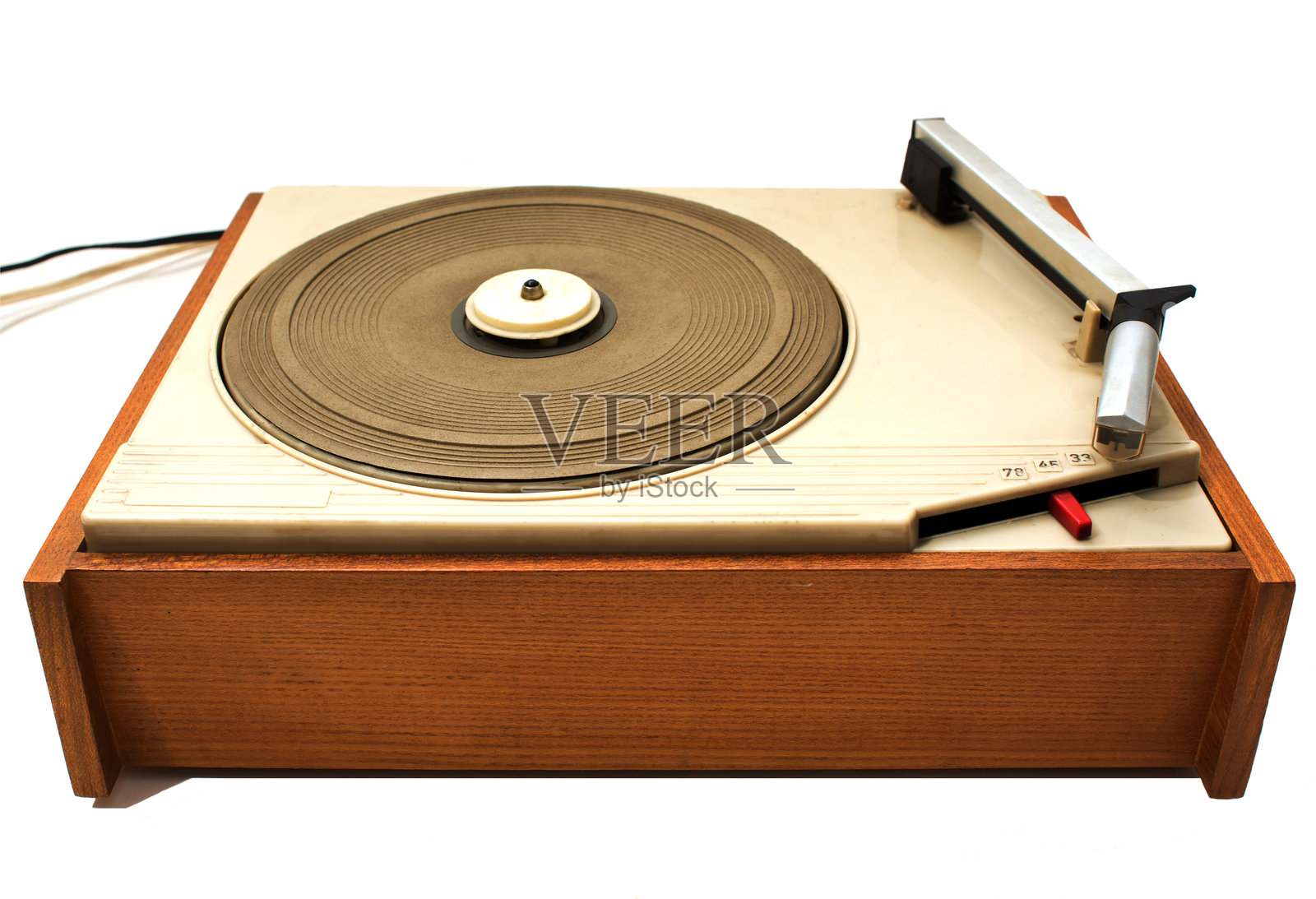 复古唱盘放在白色背景上。照片摄影图片