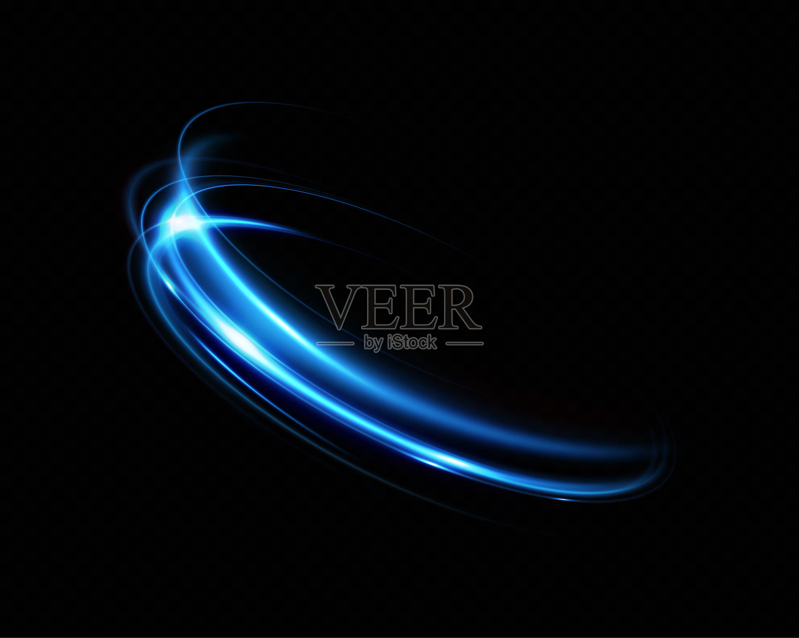 霓虹日食发光的蓝色环圈。插画图片素材