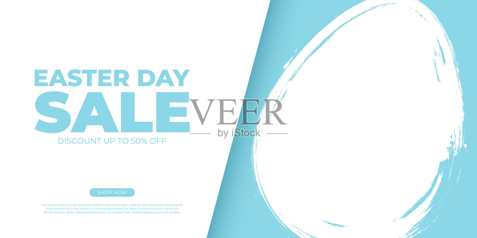 复活节促销广告横幅，带有白色刷笔涂鸦的复活节彩蛋，用于复活节假期购物促销和销售广告。插画图片素材