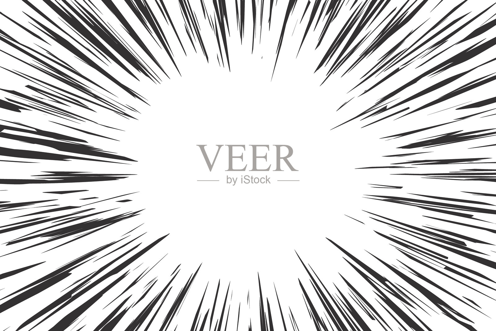 漫画速度线效果。白色背景上的放射性爆炸。漫画和动漫书籍中的动作和运动光线。卡通爆发和抽象同心的呐喊与尖叫。矢量图。插画图片素材