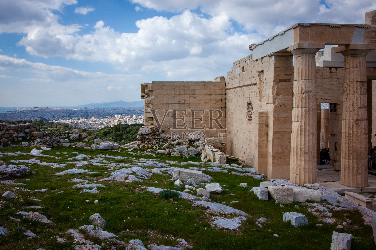 日落时分的帕台农神庙，位于希腊雅典的卫城。照片摄影图片