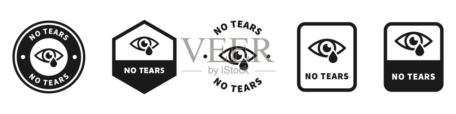 无泪。用于洗发水包装或瓶子的矢量印章。插画图片素材