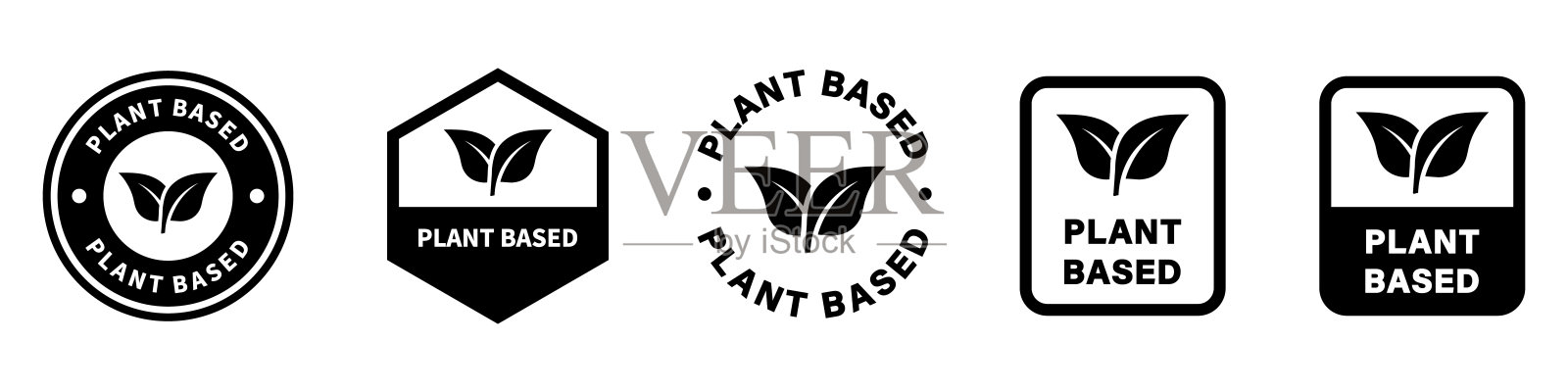 植物基包装贴纸。产品信息标签，背景为白色。插画图片素材