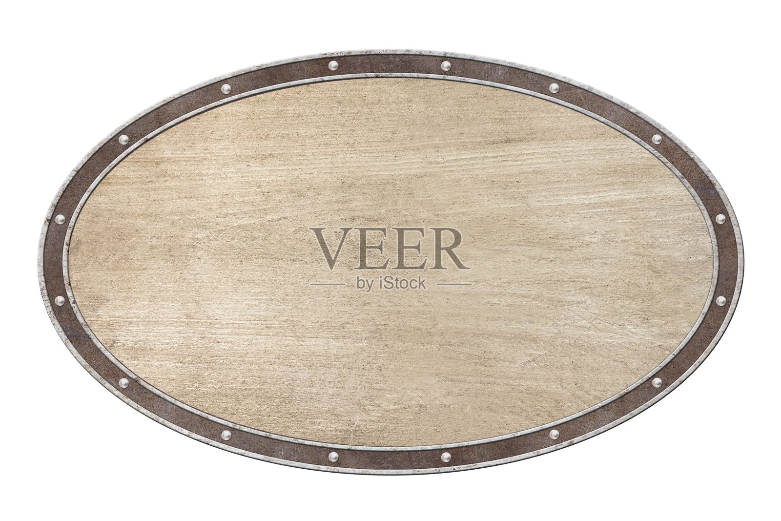 白色背景上的复古木质椭圆形板照片摄影图片