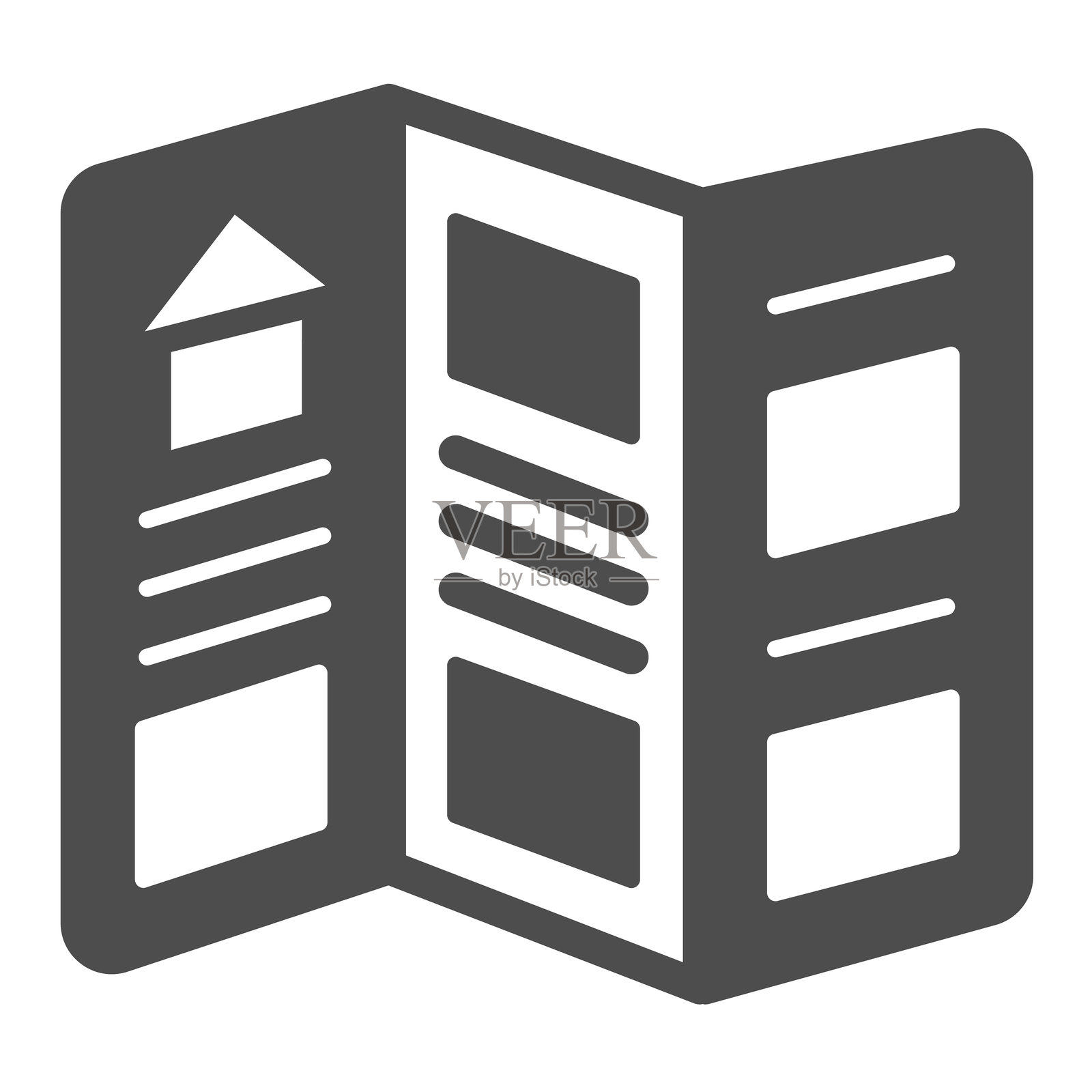 城市博物馆概念的活动传单实心图标。矢量图形。白色背景上的纸质小册子，印刷标志，适用于移动或网页设计的图形风格图标。插画图片素材