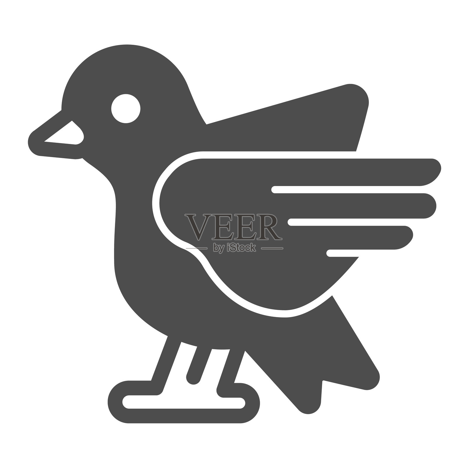 鸽子鸟，翅膀实心图标，慈善概念。矢量图形。飞翔的鸽子，白色背景上的和平标志，适用于移动或网页设计的图形风格图标。插画图片素材