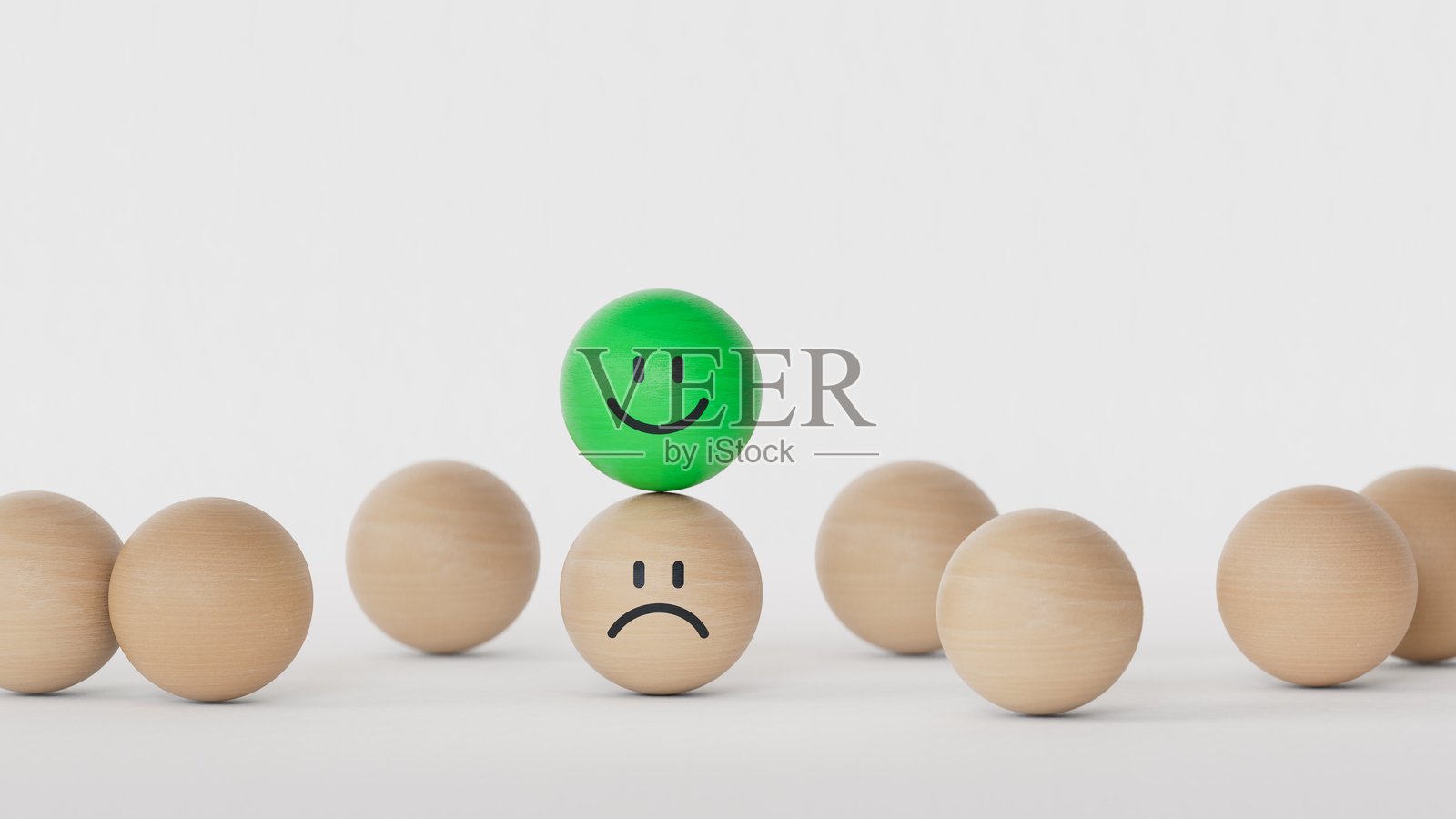 选择快乐微笑的面孔，带有积极的评分、客户体验评分、服务评价、情感和客户满意度调查。3D渲染在白色背景上。照片摄影图片