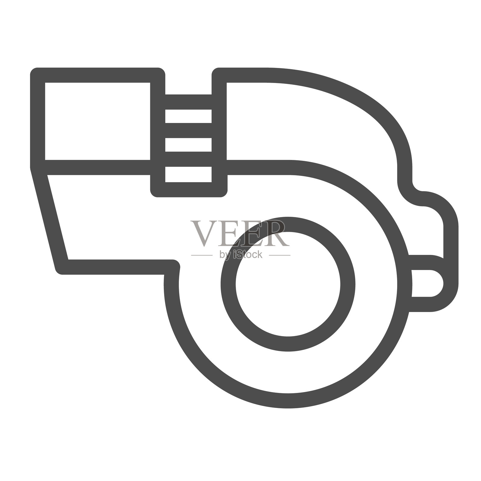 哨子线条图标，运动概念。矢量图形。裁判哨子工具，白色背景上的判断标志，适用于移动或网页设计的轮廓风格图标。插画图片素材