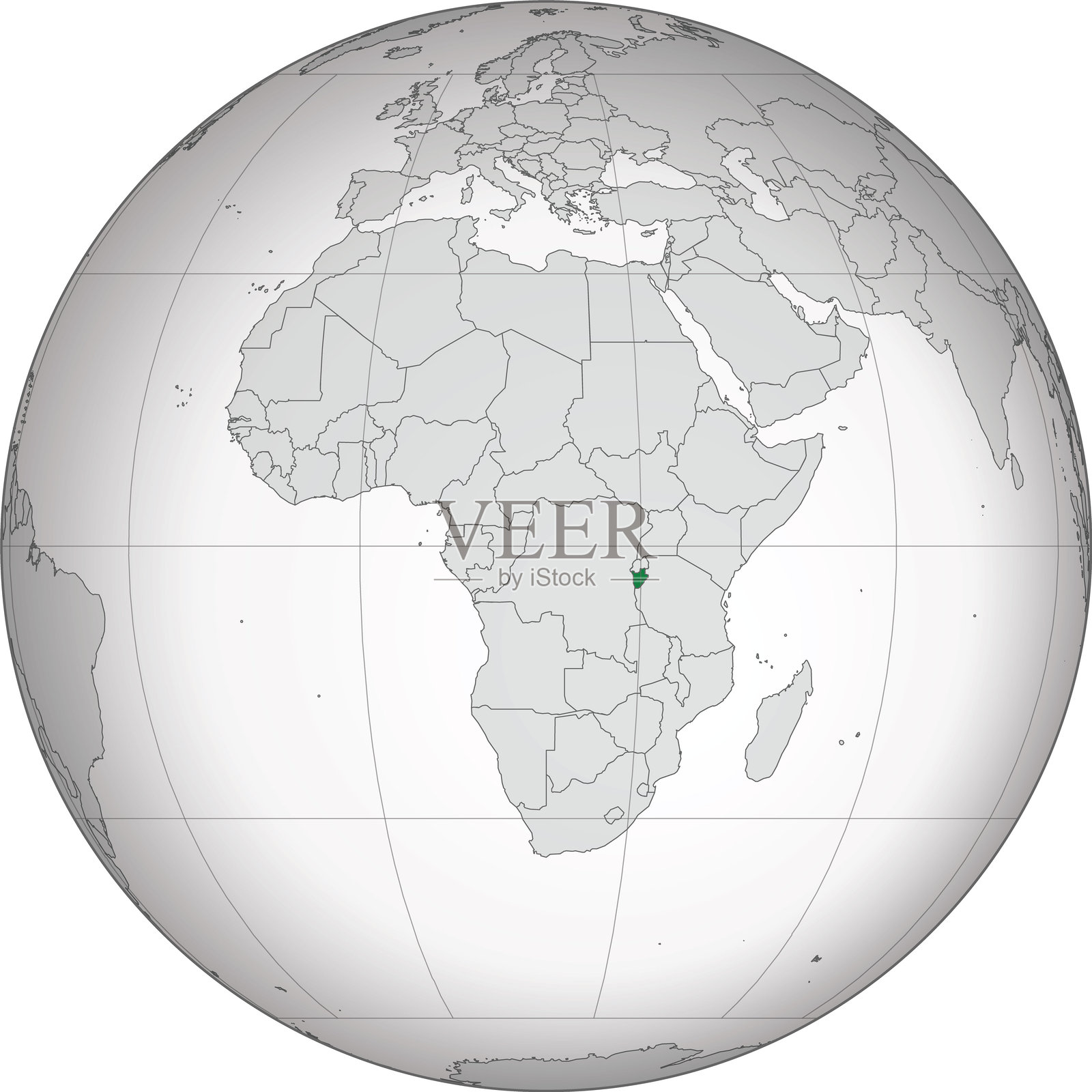 非洲大陆内的布隆迪国家地图插画图片素材