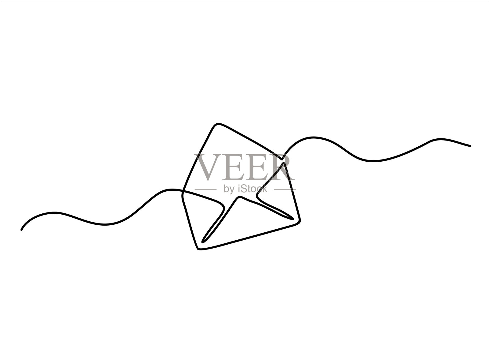 一笔画风格的打开信封和信件插画图片素材