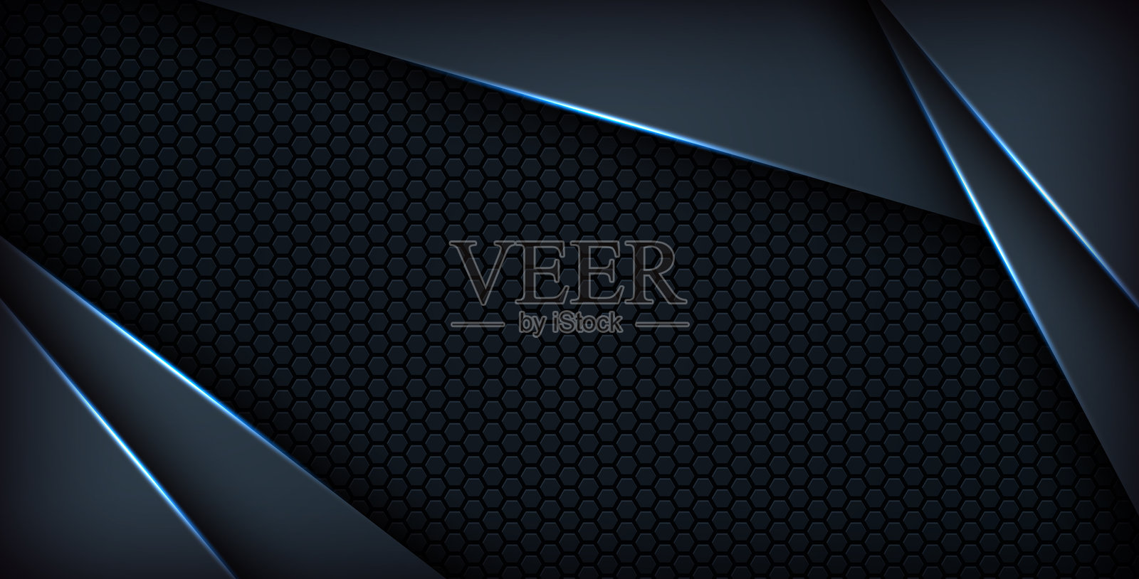 深色抽象蓝色光背景渐变形状。海军蓝六边形网格图案装饰。eps10矢量图插画图片素材