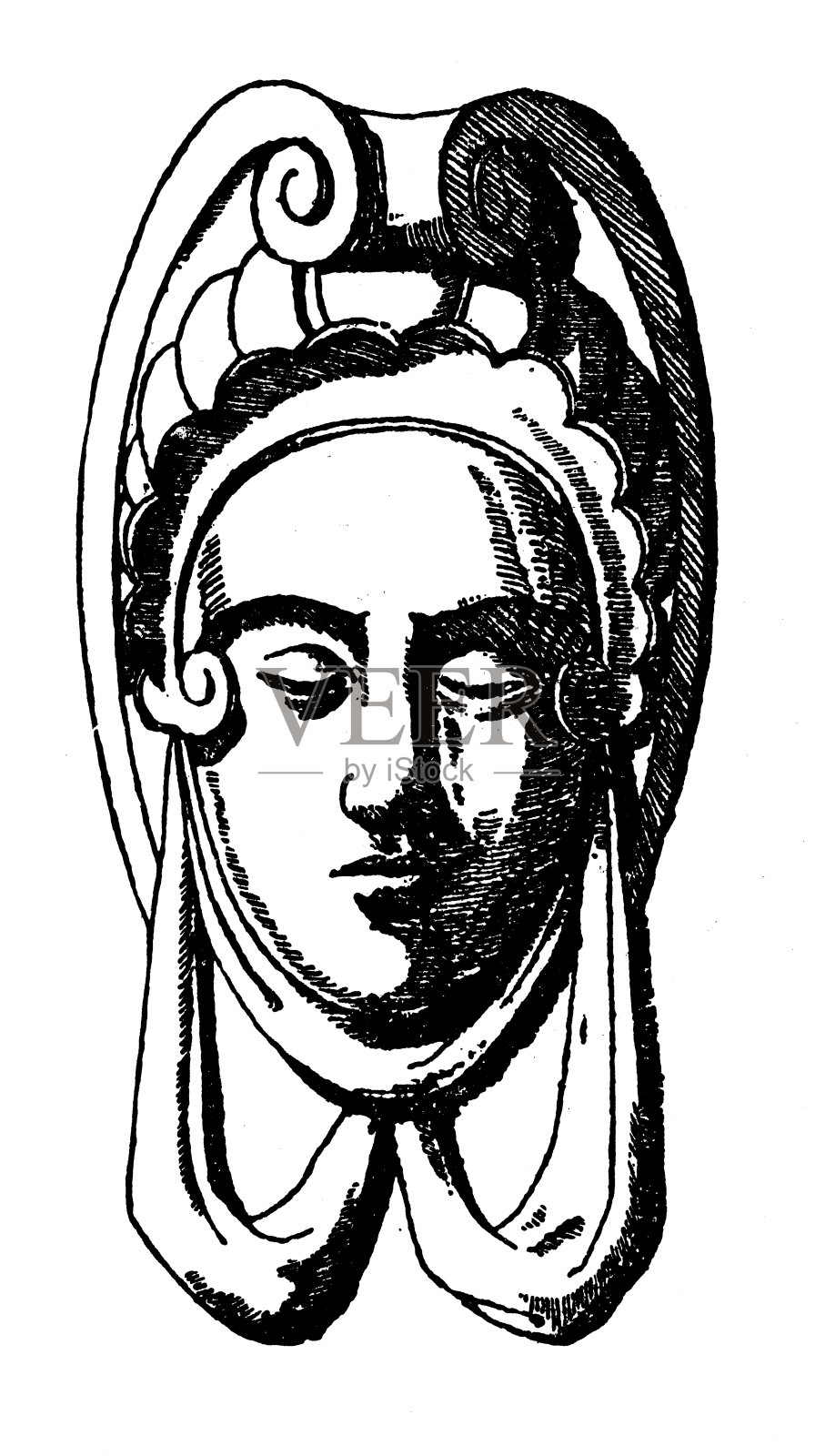 怪异面具与神话装饰，装饰品，设计元素插画图片素材