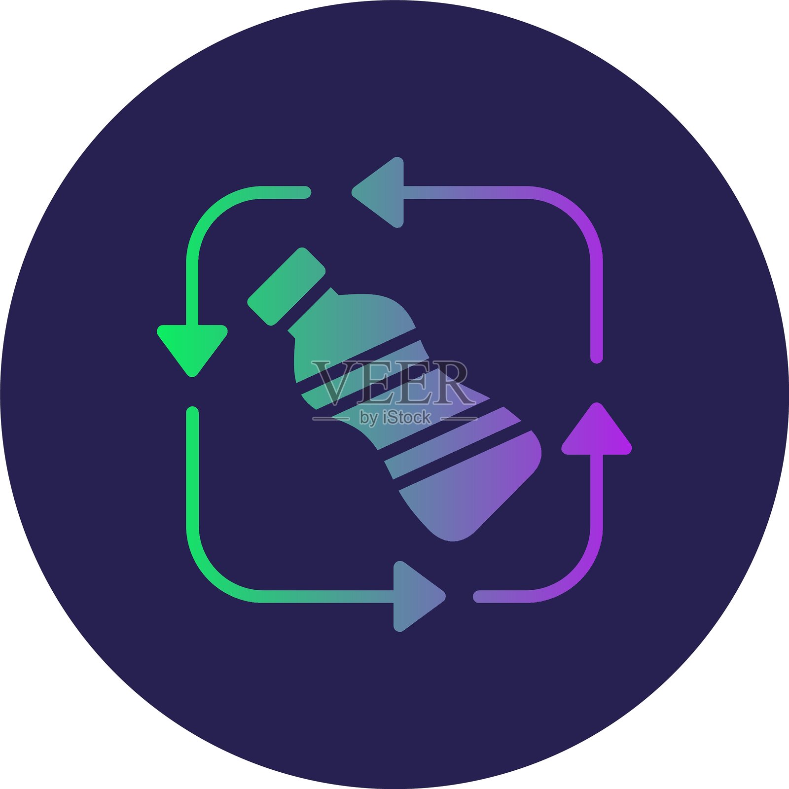 可回收塑料图标圆形渐变插画图片素材