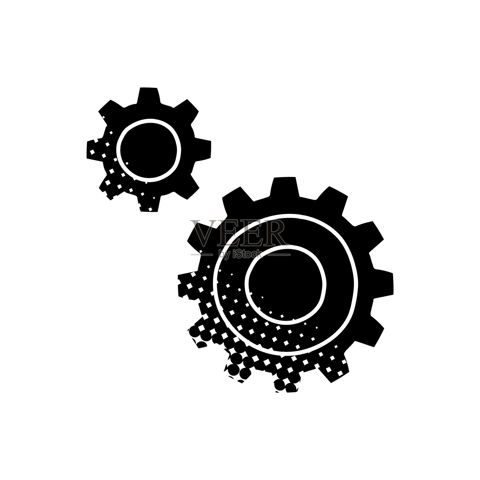 黑色手绘图标，采用半色调纹理风格插画图片素材