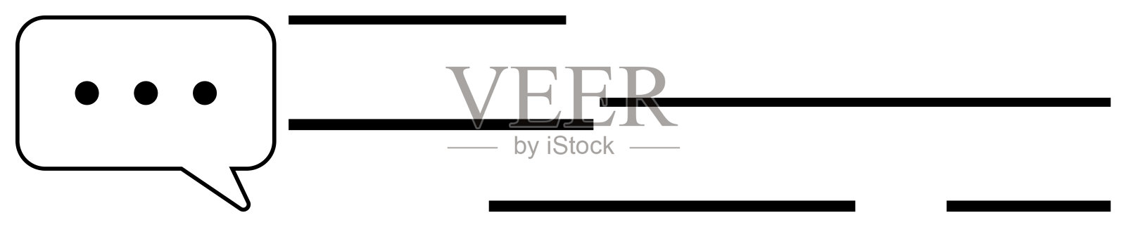 带有三个点和多条线的横向聊天或消息通知矢量图插画图片素材