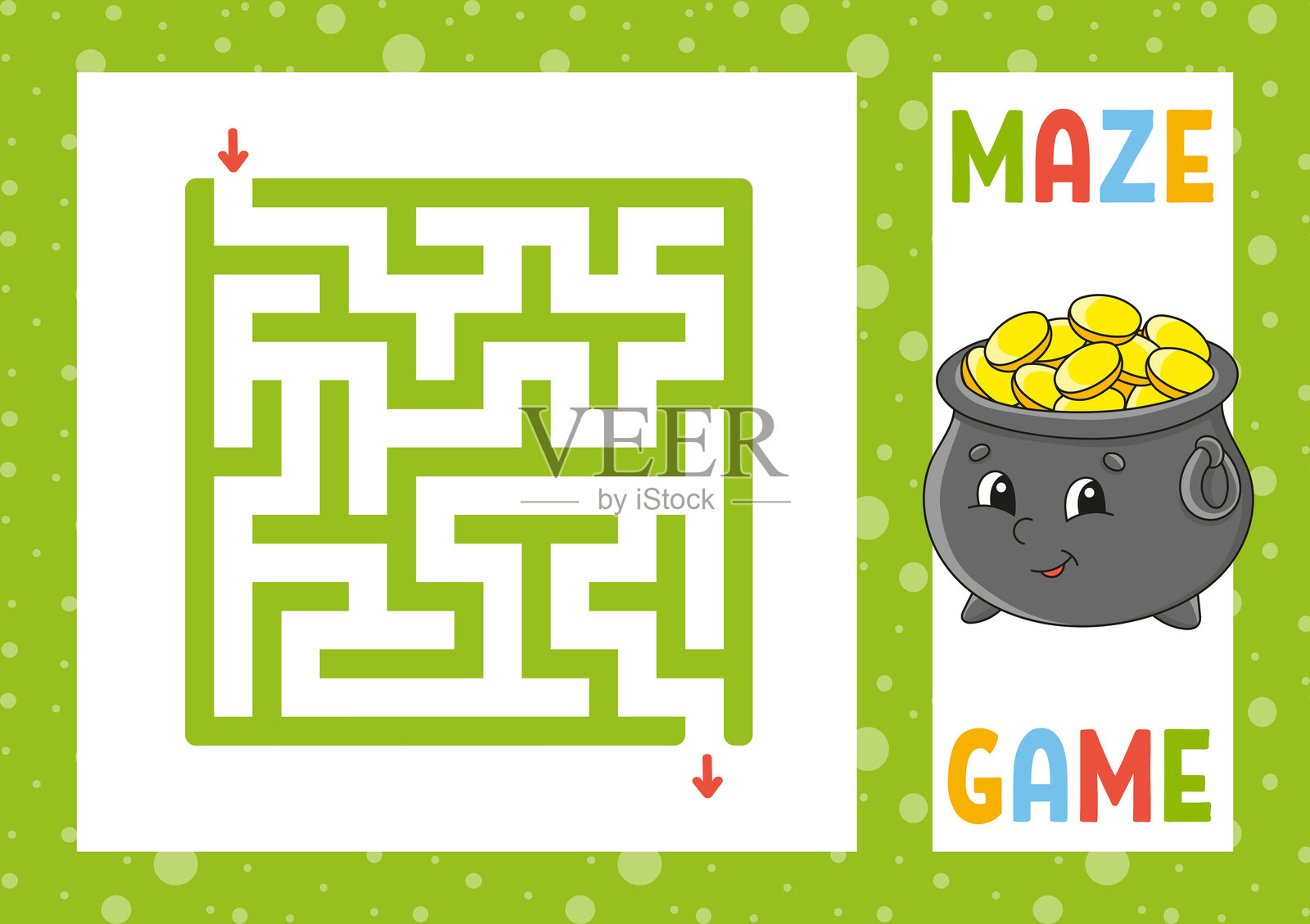 方形迷宫。儿童游戏。儿童拼图。快乐角色。迷宫难题。找到正确的路径。矢量插图。插画图片素材