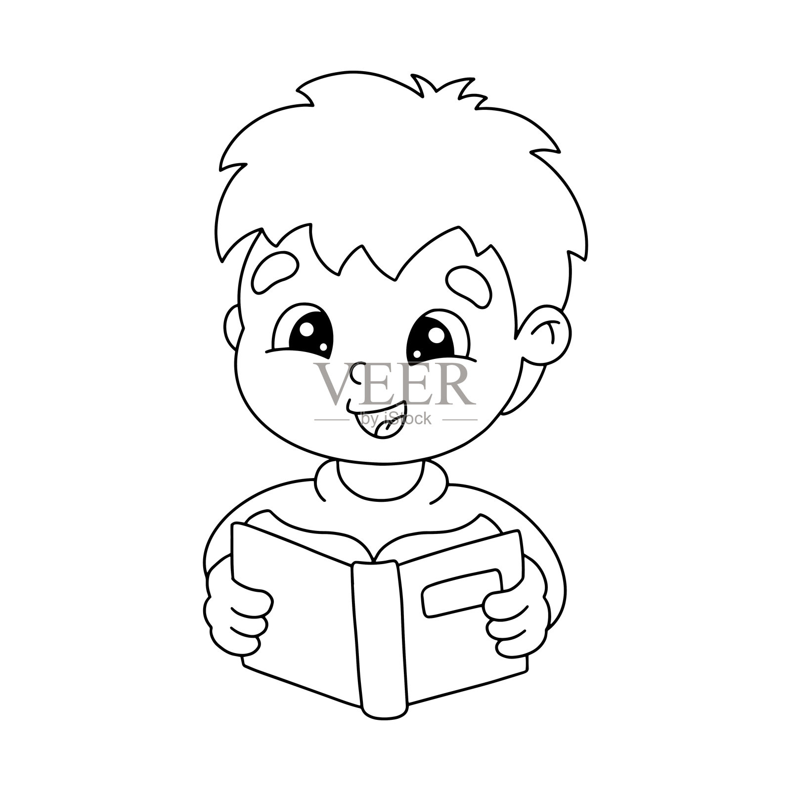 儿童涂色页。数字印章。卡通风格角色。白色背景上孤立。矢量插图。插画图片素材