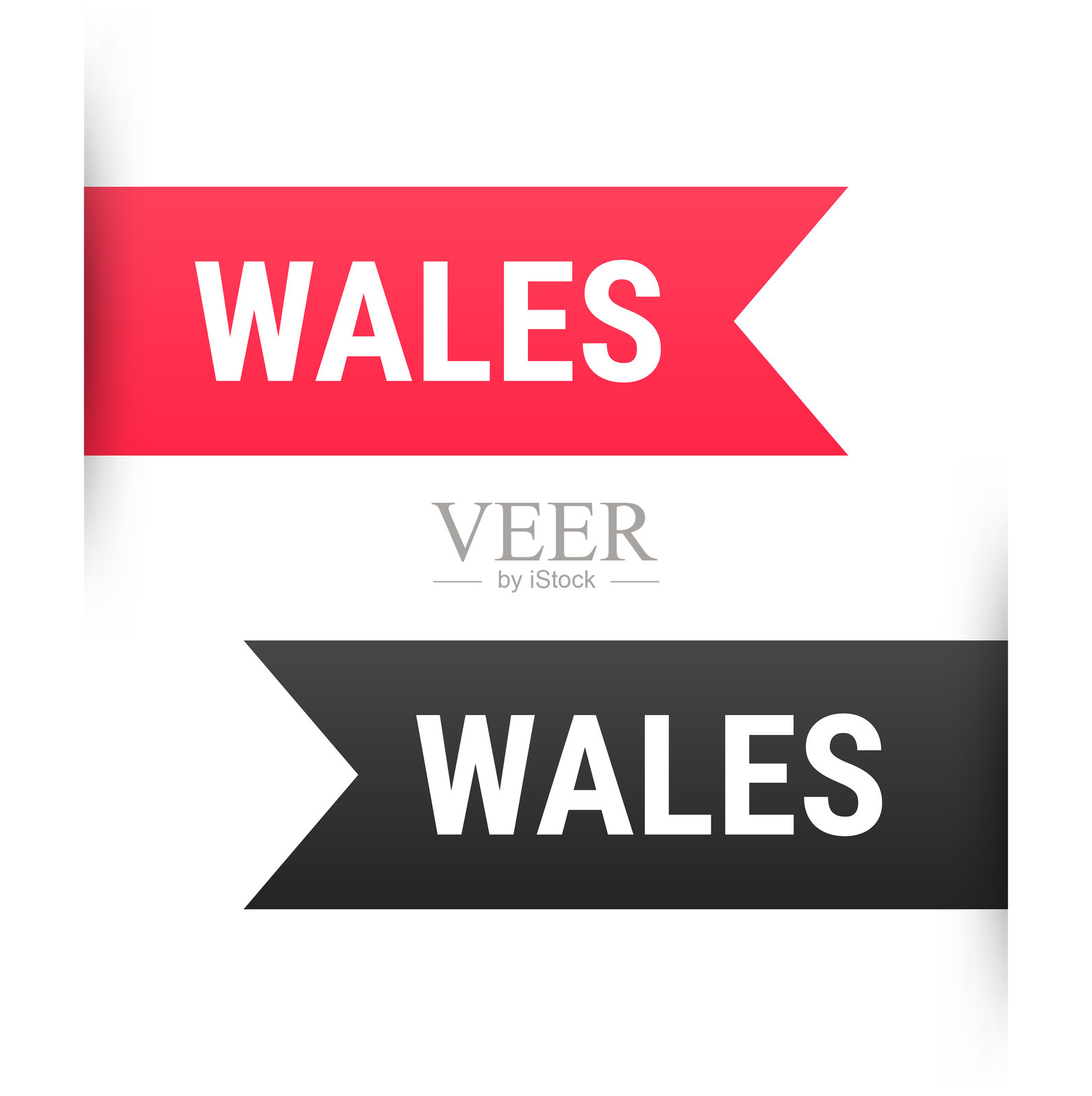 威尔士 - 横幅、书签、丝带、标签在白色背景上插画图片素材