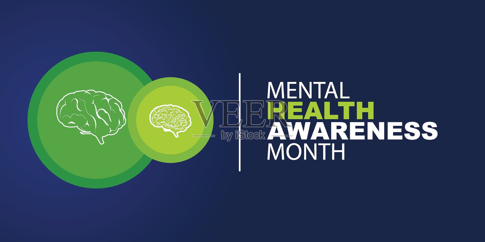 五月是心理健康意识月横幅。心理健康意识是一个年度活动，旨在提高对心理健康的关注。矢量设计插图。插画图片素材