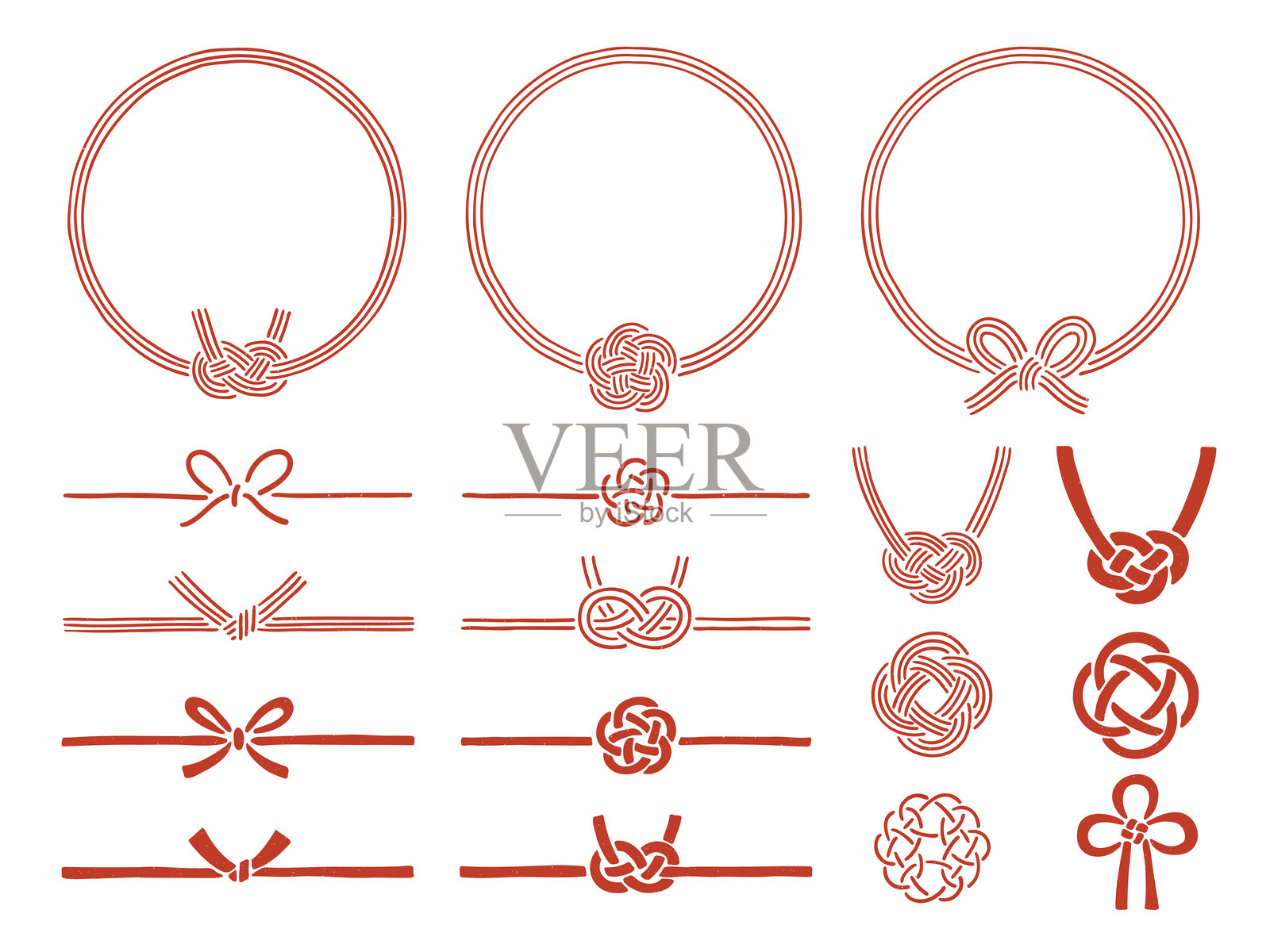 手绘水引插图合集。插画图片素材