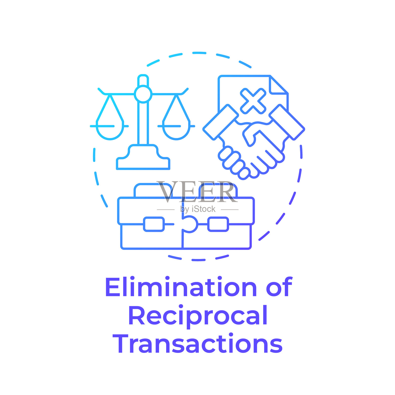 消除互惠交易的蓝色渐变概念图标插画图片素材