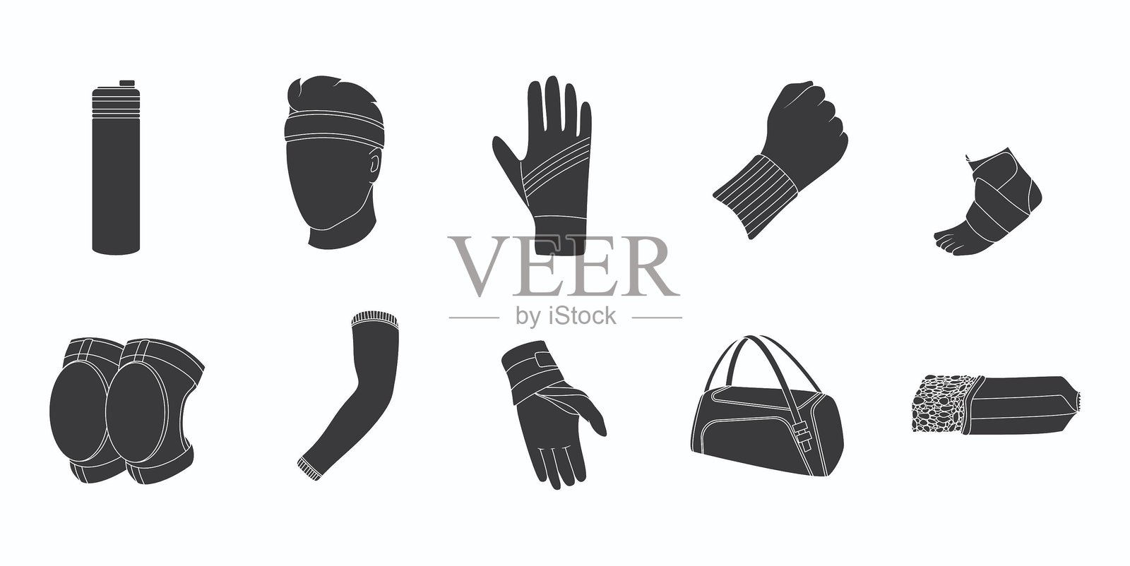 运动配件剪影矢量图集插图插画图片素材