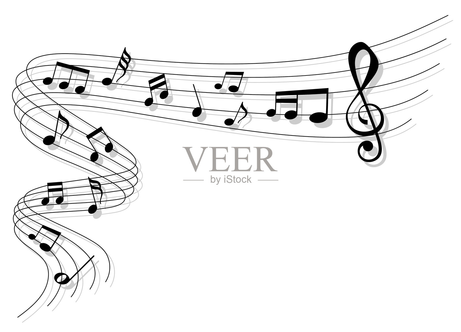 音乐音符和弦的移动，特别平滑，像放松的音乐一样插画图片素材