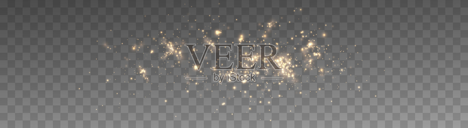 圣诞节闪烁的散景。模糊的火花和金色星星闪耀着特殊的光芒。金色散景效果。插画图片素材