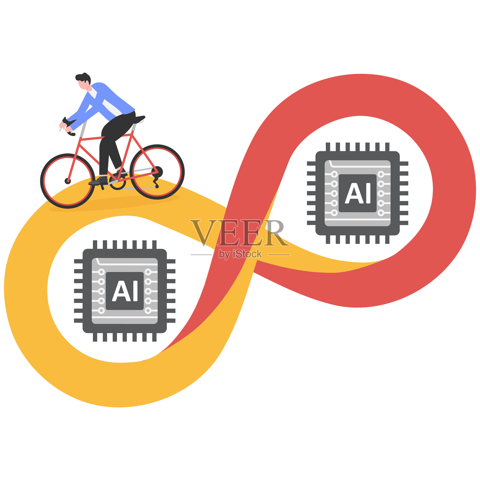 商业创新、科学与人工智能技术插画图片素材