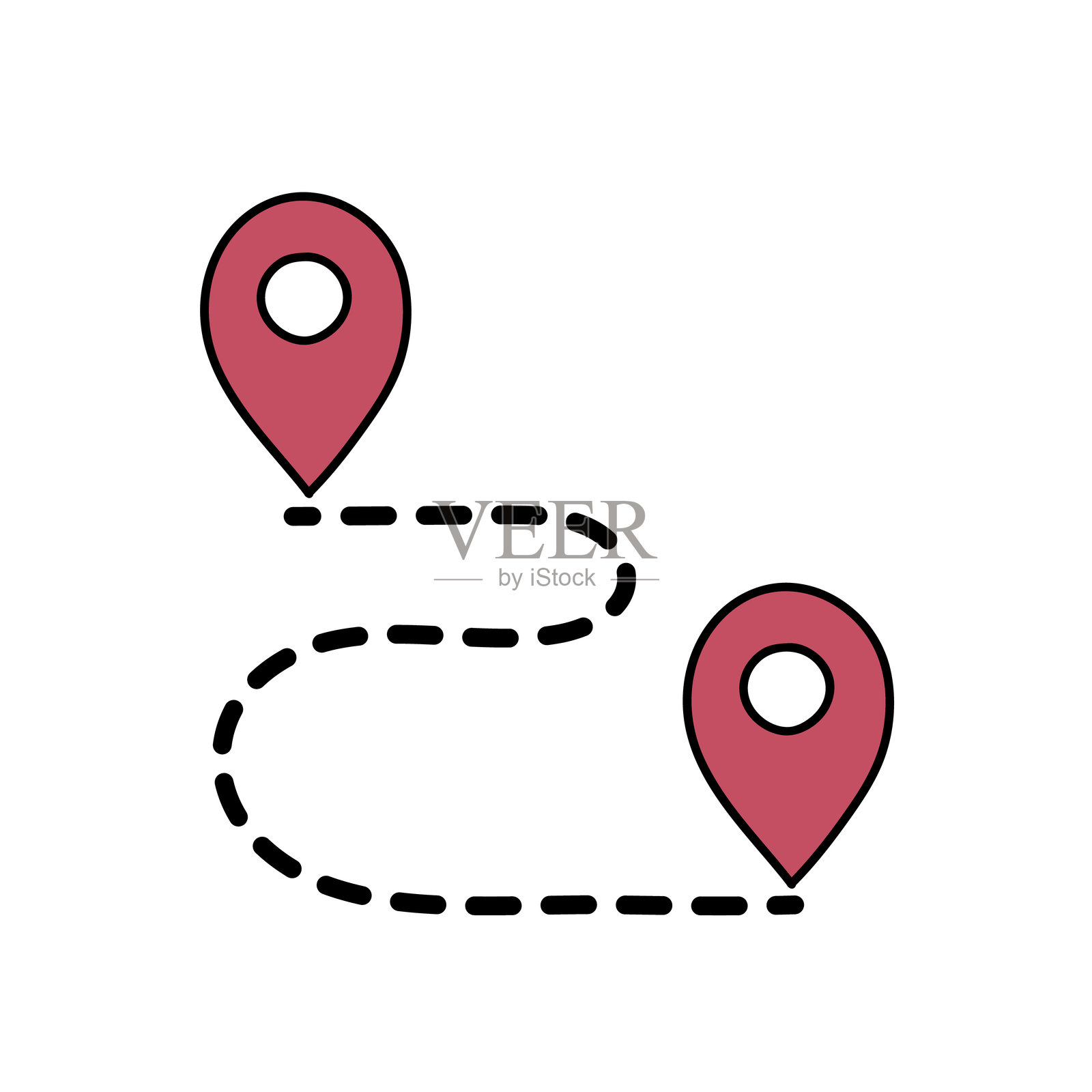 手绘地图标记路线插画图片素材