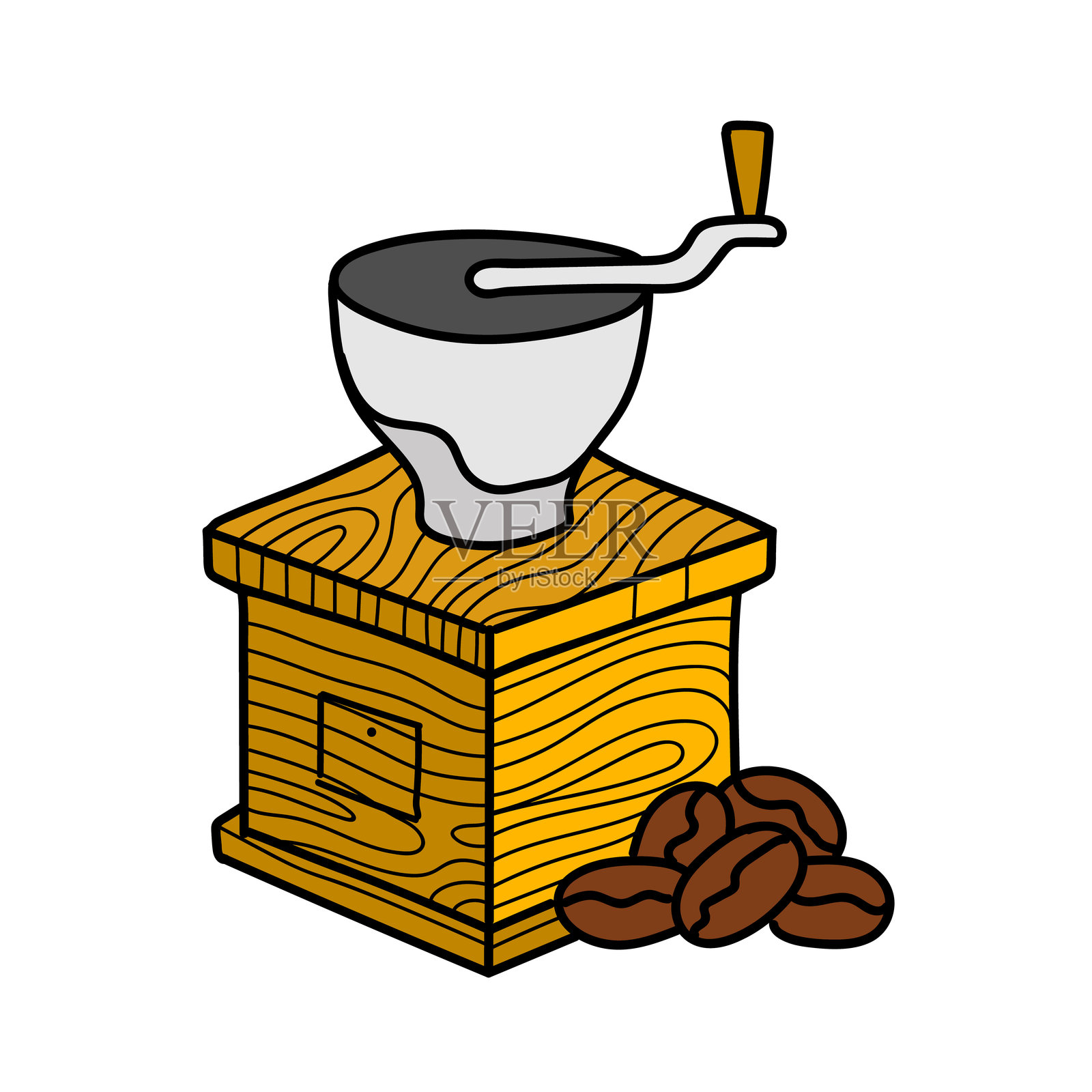 手绘咖啡研磨器工具插画图片素材