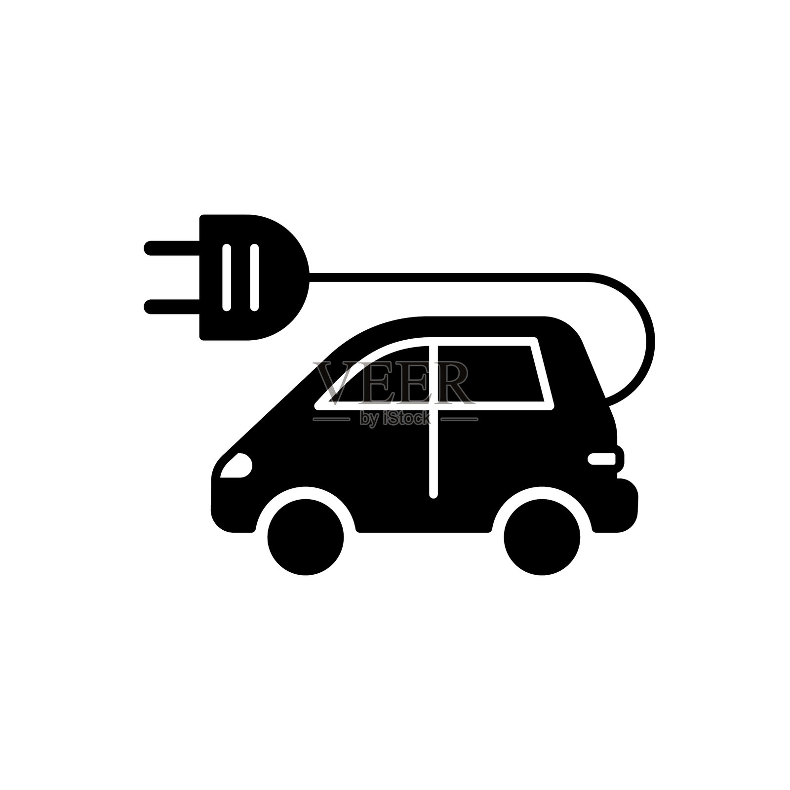 迷你电动车固体平面设计图标。该图标适用于网页设计、移动应用、用户界面、用户体验和图形用户界面设计。插画图片素材