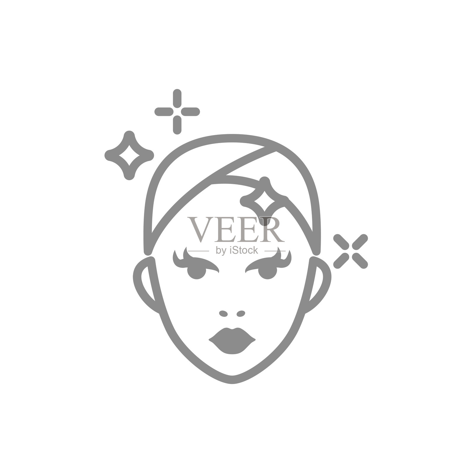 清洁化妆品的女性面孔插画图片素材