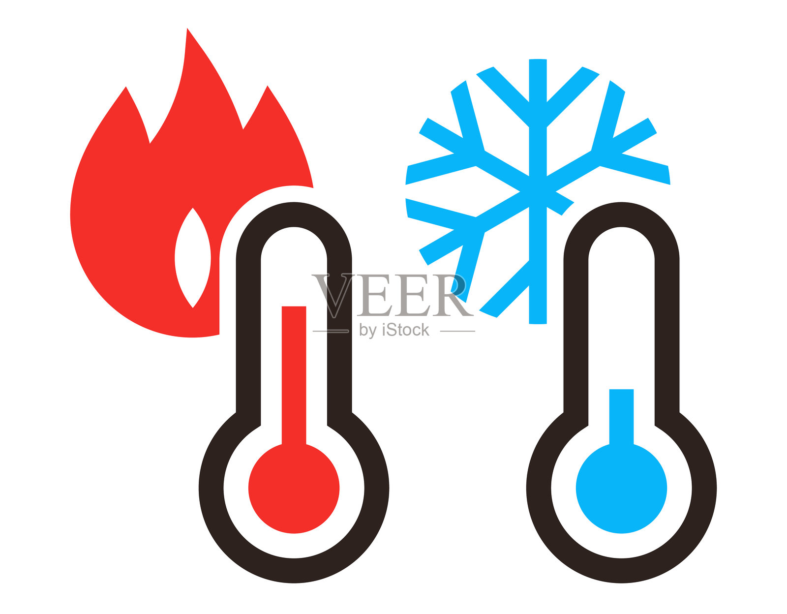 冷热矢量图标。温度插图标志。温度计符号。插画图片素材
