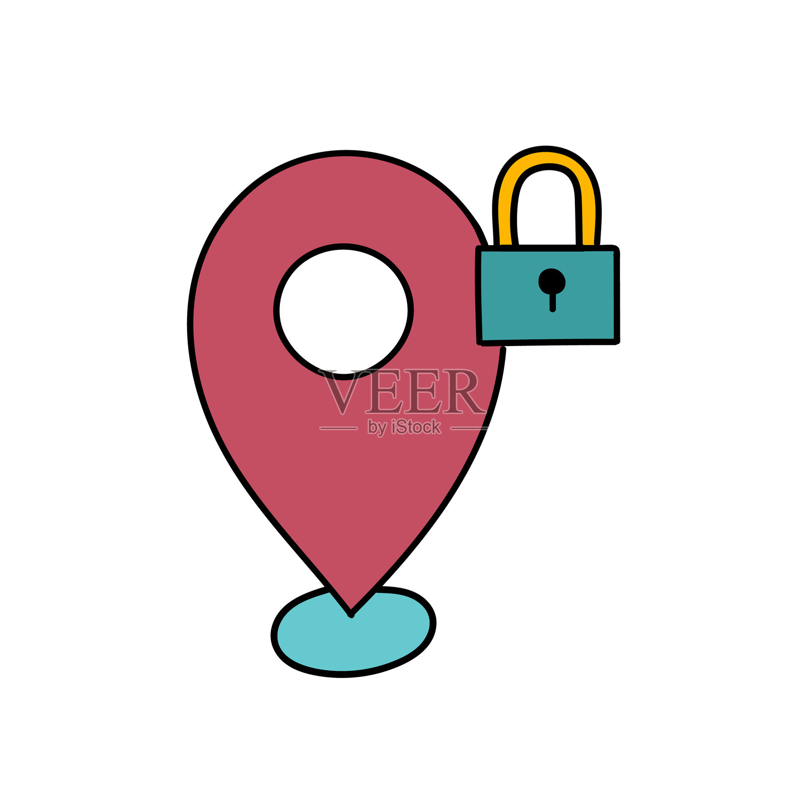 手绘地图标记限制区域插画图片素材