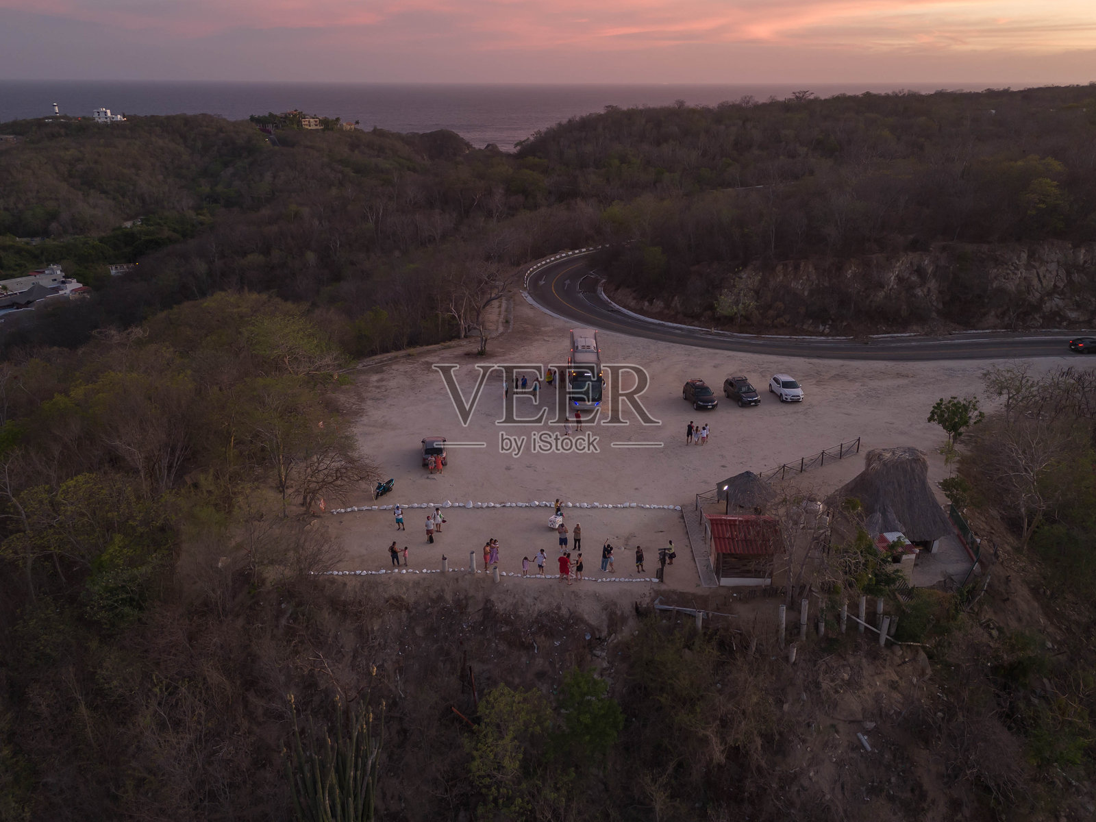 墨西哥瓦哈卡海岸华图尔科的海滩空中摄影照片摄影图片