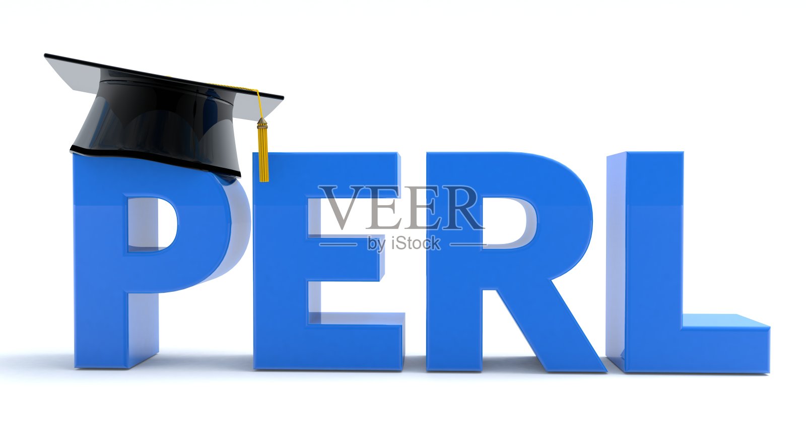 佩尔文本戴着毕业帽的3D插图照片摄影图片