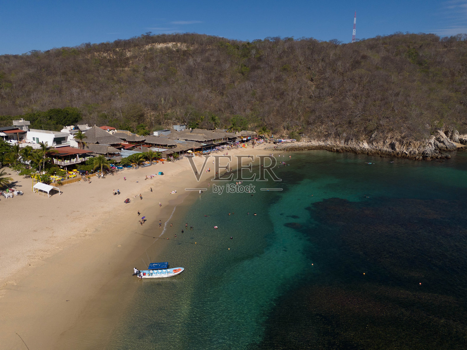 墨西哥瓦哈卡海岸华图尔科的海滩空中摄影照片摄影图片