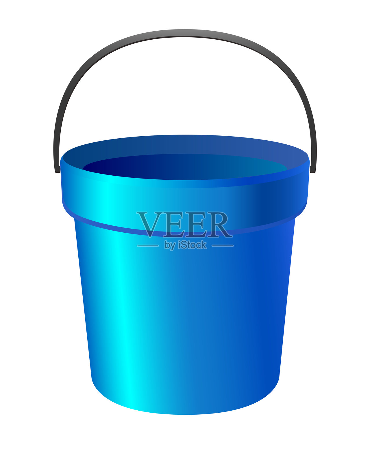 蓝色桶 - 全彩矢量插图。塑料或金属桶 - 矢量模板。插画图片素材