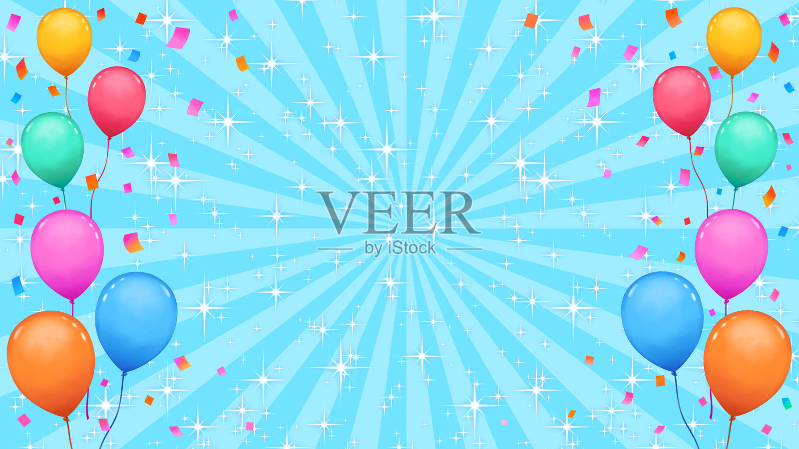 节日背景，气球和五彩纸屑插画图片素材
