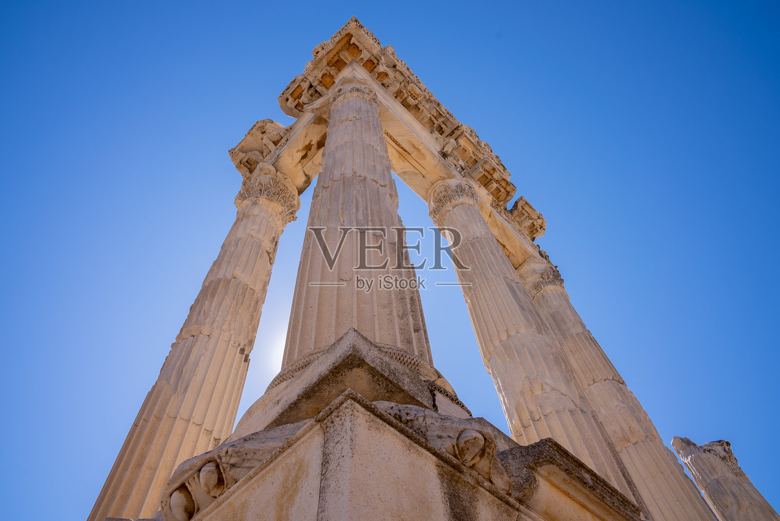 希腊古城贝尔伽马的历史景观。照片摄影图片