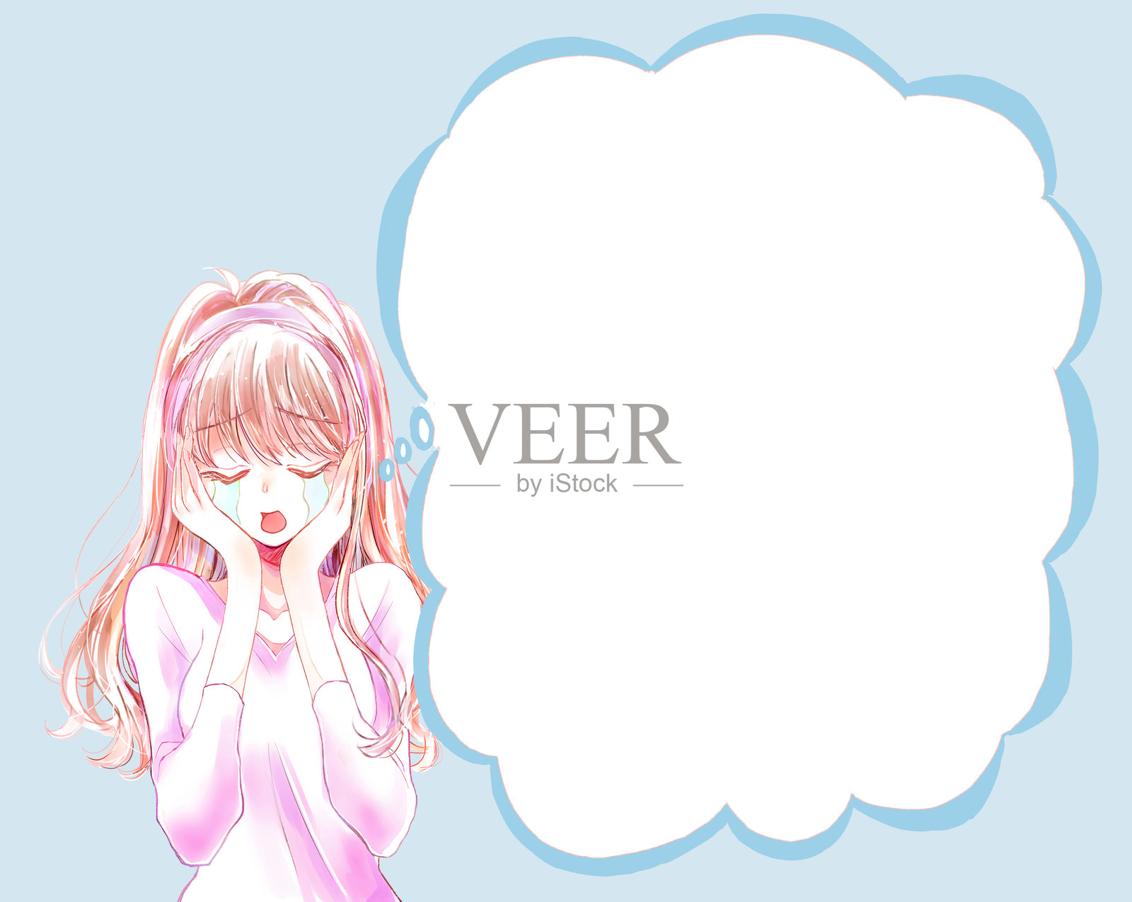 可爱的女人哭泣的插图插画图片素材