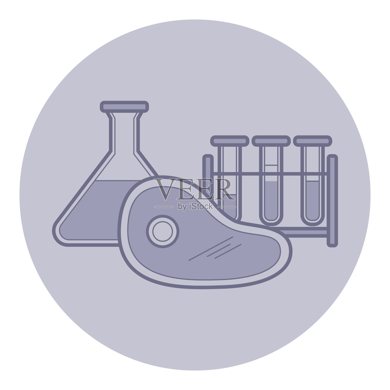 实验室设备与肉类的插图，背景简单插画图片素材