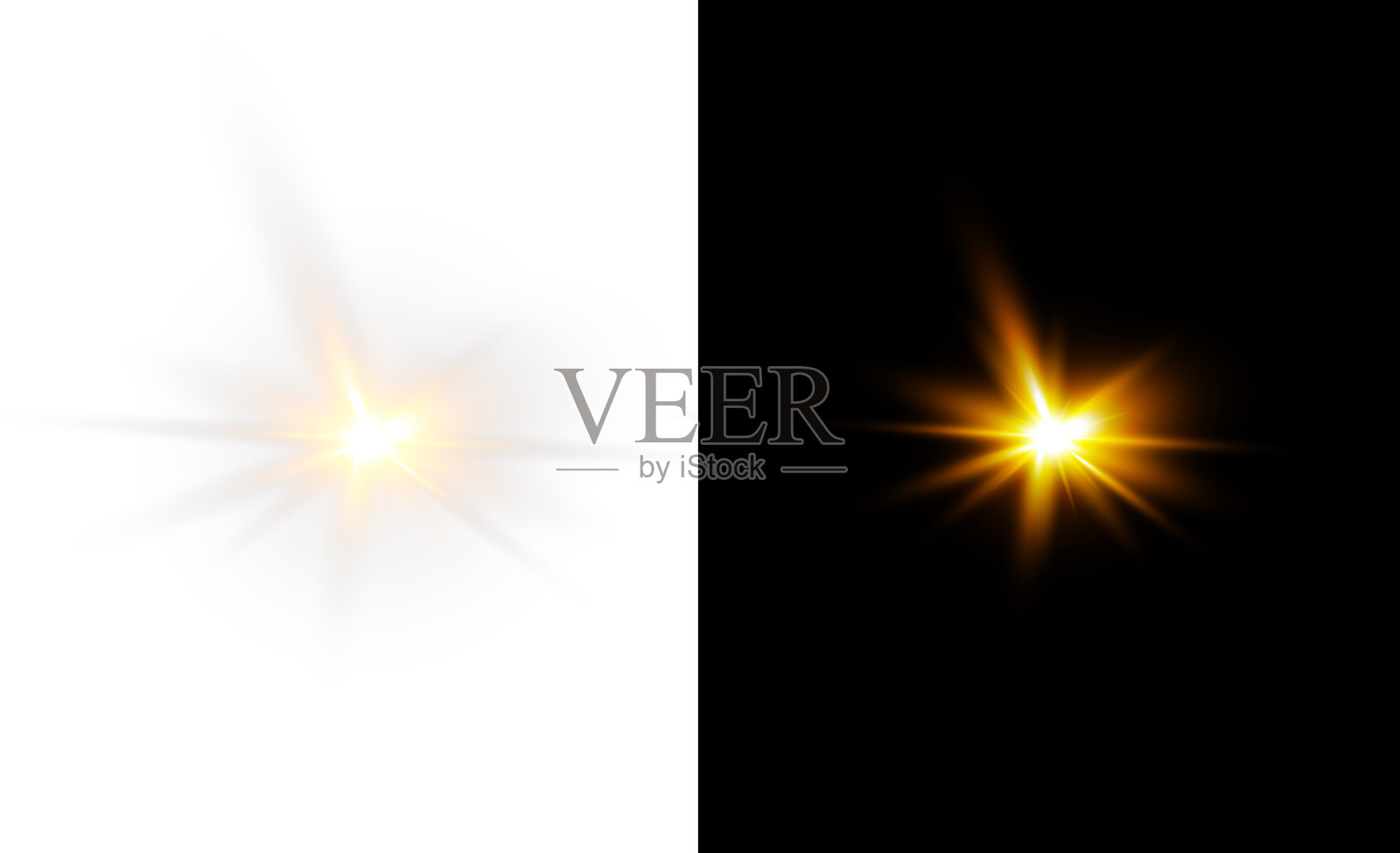 阳光闪耀。金色闪光PNG。阳光射线PNG。带有闪光效果的完美矢量插图。插画图片素材