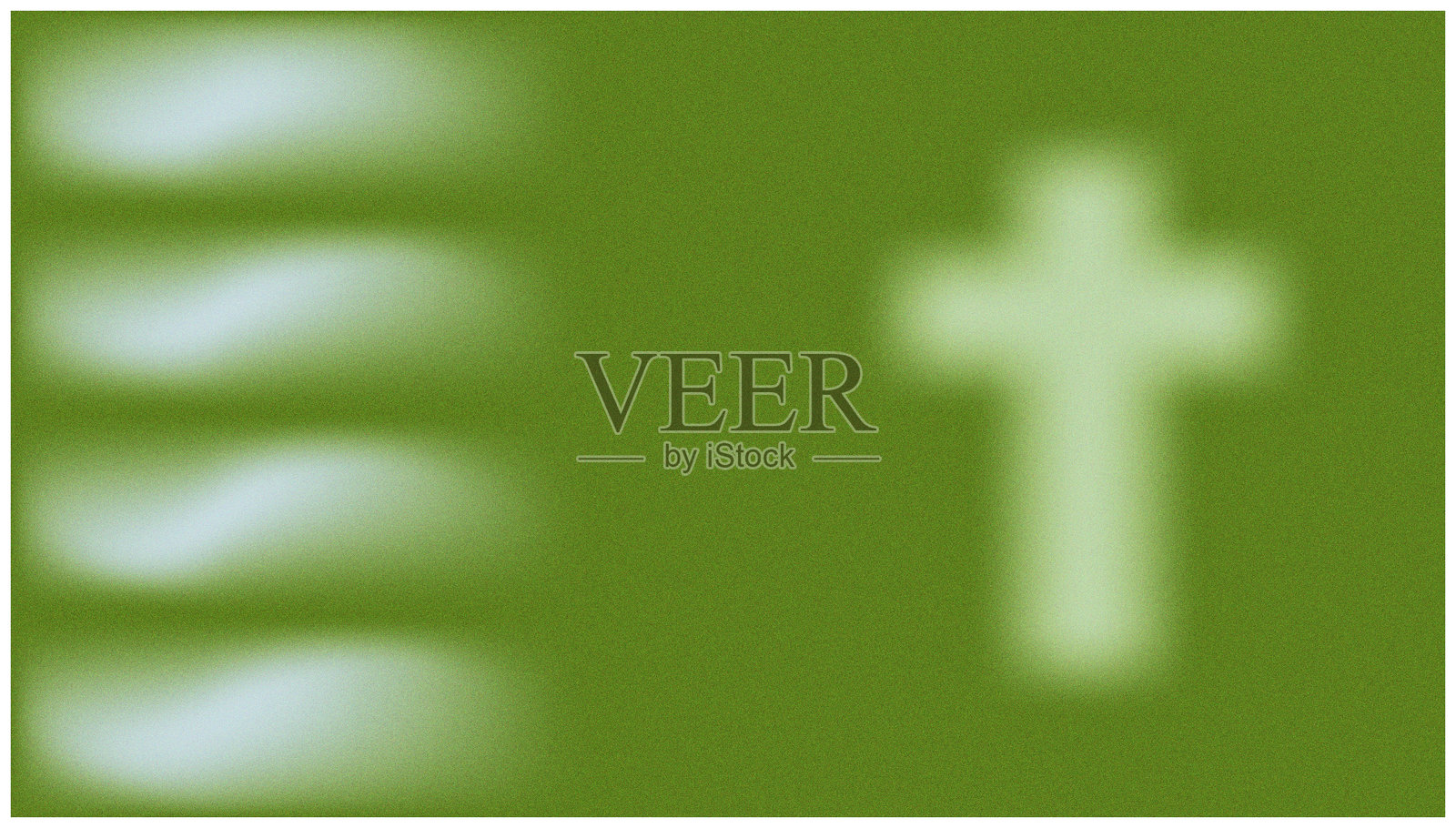 宗教庆典的颗粒背景。圣灰星期三。棕榈星期日。十字架和绿色棕榈。抽象噪音绿色、蓝色渐变颗粒背景纹理。留白，文本自由空间。插画图片素材