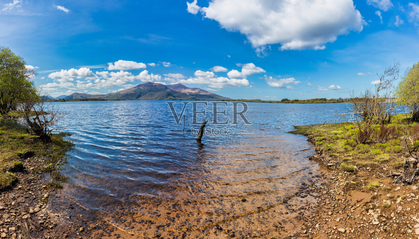 凯里郡基拉尼湖区最大的湖泊——莱恩湖的风景。照片摄影图片
