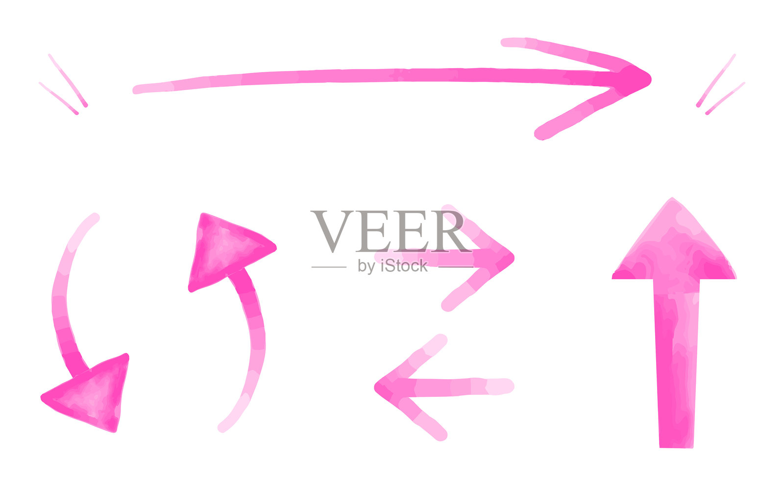 粉色水彩风格箭头剪贴画集插画图片素材