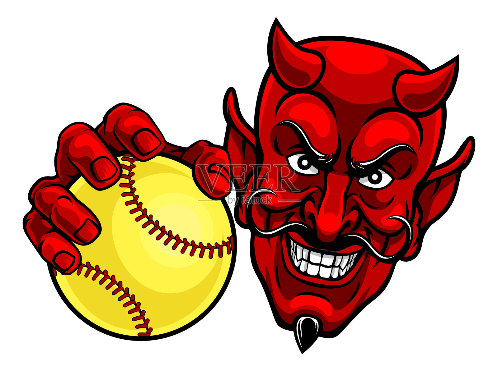 恶魔垒球运动队吉祥物插画图片素材